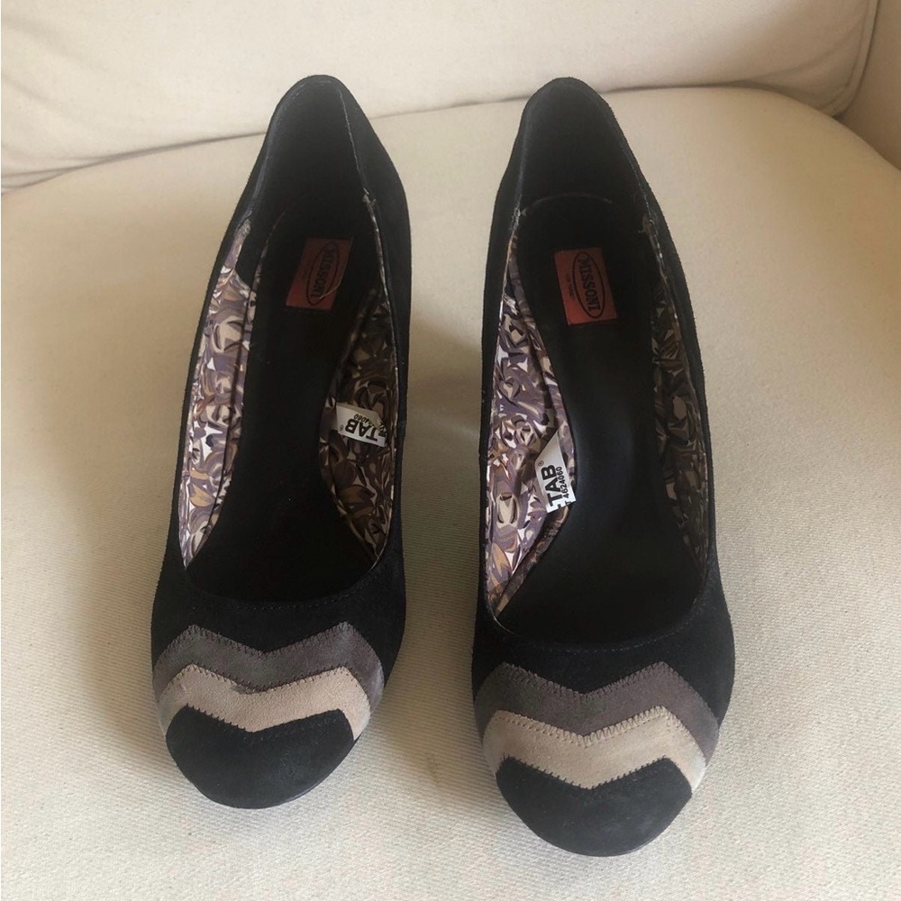 Missoni for Target Black Suede Chevron Block Heel Pump Size 8